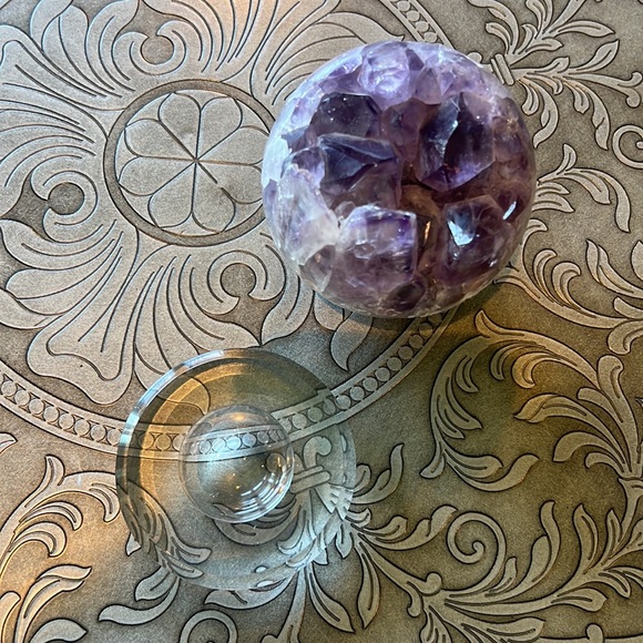 NWOT * Amethyst Rough Cut Sphere with Stand 3” - Picture 4 of 5
